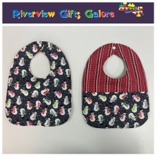 Reversible Bib - Snowman on Grey / Red Reversible Bib - Snowman on Grey / Red